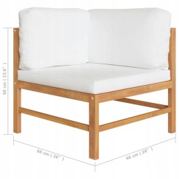Dvivietė tikmedžio sodo sofa su pagalvėlėmis, kreminė