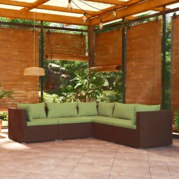 Sodo rotango sofos komplektas, ruda, 70x70x60cm
