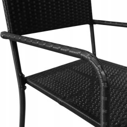 Sodo valgomojo komplektas akacijos juodas 150x90 cm