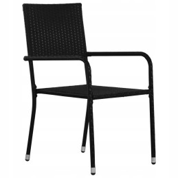 Acacia sodo komplektas 150 cm + 6 rotango kėdės, juodos