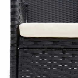 Vidaxl 3 dalių sodo baldų komplektas su pagalvėlėmis, polirotangas, juodas