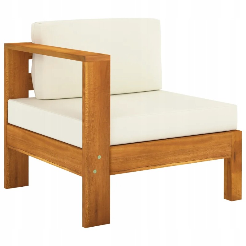 Vidaxl 3-vietė sodo sofa su kreminėmis pagalvėlėmis, akacijos mediena