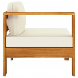 Vidaxl 3-vietė sodo sofa su kreminėmis pagalvėlėmis, akacijos mediena