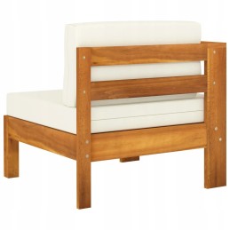 Vidaxl 3-vietė sodo sofa su kreminėmis pagalvėlėmis, akacijos mediena
