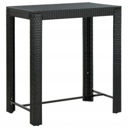 Juodo PE rotango baro baldų komplektas, 4 kėdės + stalas 100x60x110cm