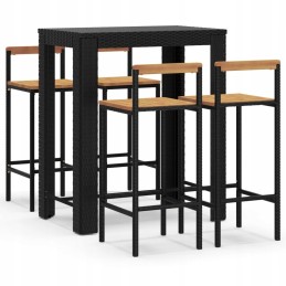 Pe rotango baro baldų komplektas, juodas, 5 vnt. 100x60,5x110,5 cm