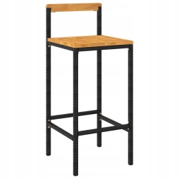 Pe rotango baro baldų komplektas, juodas, 5 vnt. 100x60,5x110,5 cm