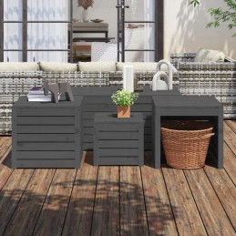 Vidaxl 4 dalių sodo dėžių komplektas, pilka, pušies masyvo, 3154668