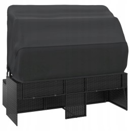 Vidaxl 3 asmenims sodo sofa su baldakimu ir kėdute, polirotangas, juoda