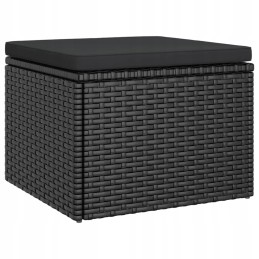 Vidaxl 3 asmenims sodo sofa su baldakimu ir kėdute, polirotangas, juoda