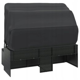 Vidaxl 3 asmenims sodo sofa su baldakimu ir kėdute, polirotangas, juoda