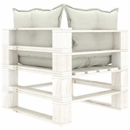 Vidaxl dvivietė sodo sofa iš padėklų, su smėlio spalvos pagalvėlėmis