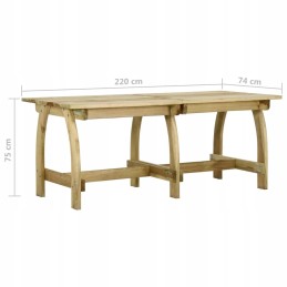 Sodo stalas, 220x74x75 cm, impregnuota pušies mediena