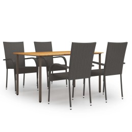 Valgomojo komplektas sodui - stalas 150x90cm + 4 rotango kėdės, ruda