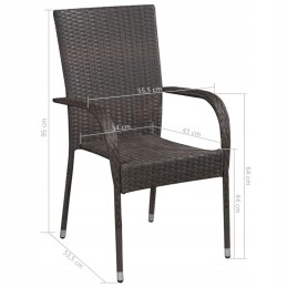 Valgomojo komplektas sodui - stalas 150x90cm + 4 rotango kėdės, ruda