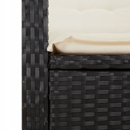 3 dalių sodo baldų komplektas su pagalvėlėmis, juodas, PE rotangas