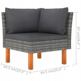 Vidaxl 3-vietė sodo sofa su pagalvėlėmis, polirotango, pilka