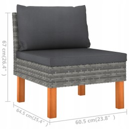 Vidaxl 3-vietė sodo sofa su pagalvėlėmis, polirotango, pilka