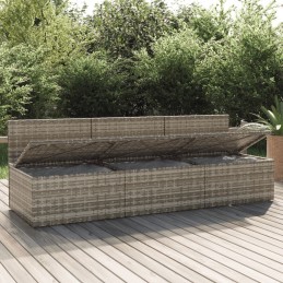 Vidaxl 3-vietė sodo sofa su pagalvėlėmis, polirotango, pilka
