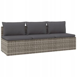 Vidaxl 3-vietė sodo sofa su pagalvėlėmis, polirotango, pilka
