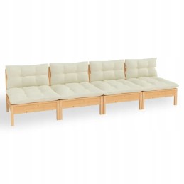 Keturių vietų sodo sofa su kreminės pušies medienos pagalvėlėmis