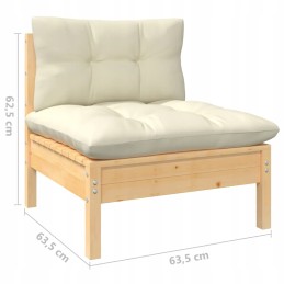 Keturių vietų sodo sofa su kreminės pušies medienos pagalvėlėmis