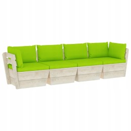 4-vietė sodo sofa iš padėklų su eglės medžio pagalvėlėmis
