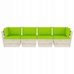 4-vietė sodo sofa iš padėklų su eglės medžio pagalvėlėmis