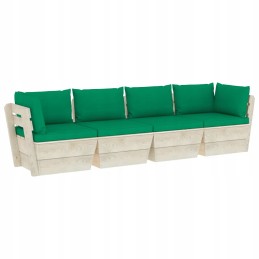 4-vietė sodo sofa iš padėklų su eglės medžio pagalvėlėmis