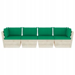 4-vietė sodo sofa iš padėklų su eglės medžio pagalvėlėmis