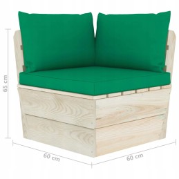 4-vietė sodo sofa iš padėklų su eglės medžio pagalvėlėmis