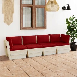 4-vietė sodo sofa iš padėklų su eglės medžio pagalvėlėmis