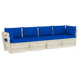 4-vietė sodo sofa iš padėklų su eglės medžio pagalvėlėmis