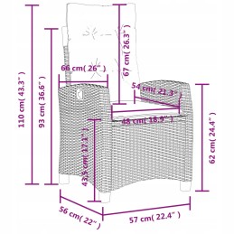 Rattan sodo kėdė su pagalvėlėmis, pilka, 57x66x93 cm