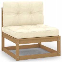 Sodo sofa iš pušies masyvo, 3 vietų, medaus rudos spalvos, komplektas