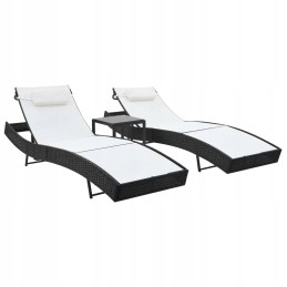 Vidaxl gultai su stalu, 2 vnt, polirotangas ir tekstilinis, juodas, 44894