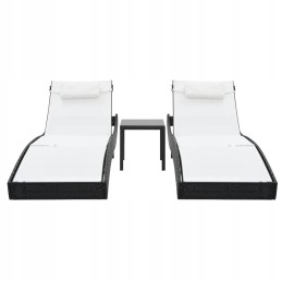 Vidaxl gultai su stalu, 2 vnt, polirotangas ir tekstilinis, juodas, 44894