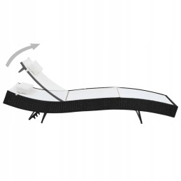 Vidaxl gultai su stalu, 2 vnt, polirotangas ir tekstilinis, juodas, 44894