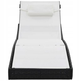 Vidaxl gultai su stalu, 2 vnt, polirotangas ir tekstilinis, juodas, 44894