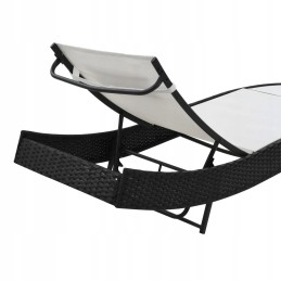 Vidaxl gultai su stalu, 2 vnt, polirotangas ir tekstilinis, juodas, 44894