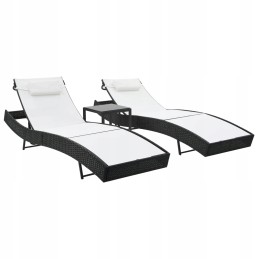 Vidaxl gultai su stalu, 2 vnt, polirotangas ir tekstilinis, juodas, 44894