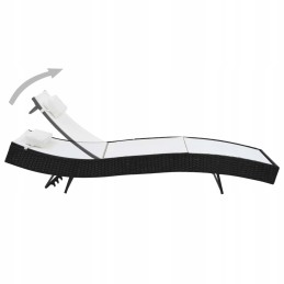 Vidaxl gultai su stalu, 2 vnt, polirotangas ir tekstilinis, juodas, 44894