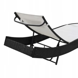 Vidaxl gultai su stalu, 2 vnt, polirotangas ir tekstilinis, juodas, 44894