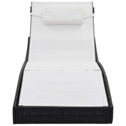 Vidaxl gultai su stalu, 2 vnt, polirotangas ir tekstilinis, juodas, 44894