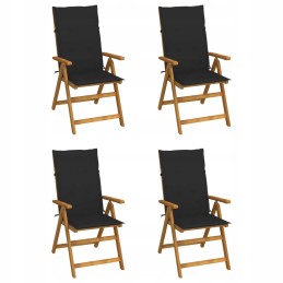 Sodo kėdės su pagalvėlėmis, akacijos medienos, juodos, 57x69x111cm