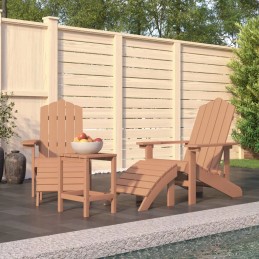 Stalas + 2 Adirondack sodo kėdės - rudos HDPE
