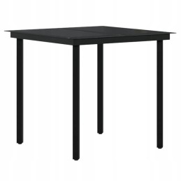 Sodo stalas iš rotango su kėdėmis - 80x80x74 cm, juodas