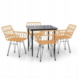 Rattan PE juodas sodo baldų komplektas - stalas 80x80x74 cm, 4 kėdės 56x6