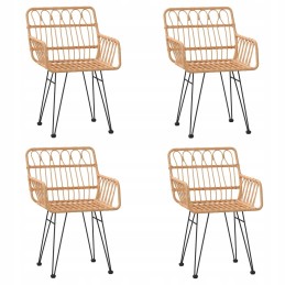 Rattan PE juodas sodo baldų komplektas - stalas 80x80x74 cm, 4 kėdės 56x6