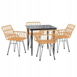 PE rotango sodo stalo komplektas, juodas, 80x80x74 cm